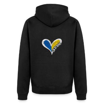 Ukraine War - Unisex Premium Organic Zip Hoodie - black - Back - Nico (187cm)