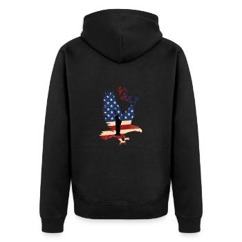 4th of July Independence Day - Unisex Premium Bio Zip Hoodie - Schwarz - Hinten - Nico (187cm)