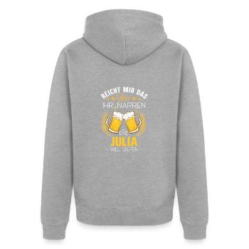 Julia Saufen Bier - Unisex Premium Bio Zip Hoodie - Grau meliert - Hinten - Nico (187cm)