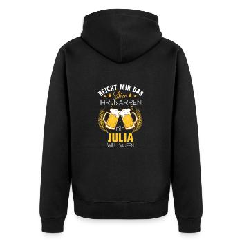 Julia Saufen Bier - Unisex Premium Bio Zip Hoodie - Schwarz - Hinten - Nico (187cm)