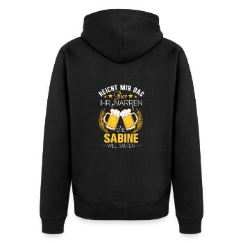 Sabine Spruch Feiern Junggesellin Biertrinker Bier - Unisex Premium Bio Zip Hoodie - Schwarz - Hinten - Nico (187cm)