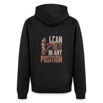 Motorsäge I Can Do It In Any Position Kettensäge - Unisex Premium Bio Zip Hoodie - Schwarz - Hinten - Nico (187cm)