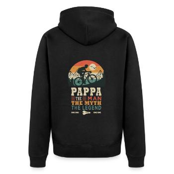 Pappa Radfahrer La Fégende Bike Bike Bikes - Unisex Premium Bio Zip Hoodie - Schwarz - Hinten - Nico (187cm)
