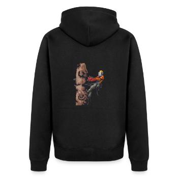 Woodworking Logger Chainsaw Lumberjack - Unisex Premium Organic Zip Hoodie - black - Back - Nico (187cm)