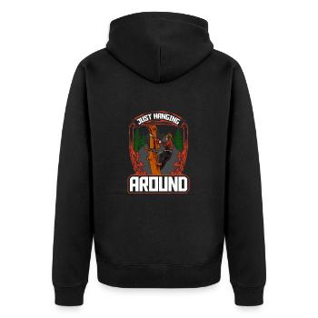 Woodworking Just Hanging Around Chainsaw - Unisex Premium Bio Zip Hoodie - Schwarz - Hinten - Nico (187cm)