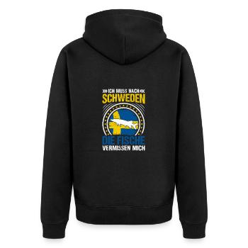 Schweden Angeltrip Angeltour Geschenk - Unisex Premium Bio Zip Hoodie - Schwarz - Hinten - Nico (187cm)