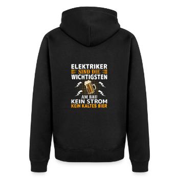 Elektriker sind die wichtigsten Elektriker - Unisex Premium Bio Zip Hoodie - Schwarz - Hinten - Nico (187cm)