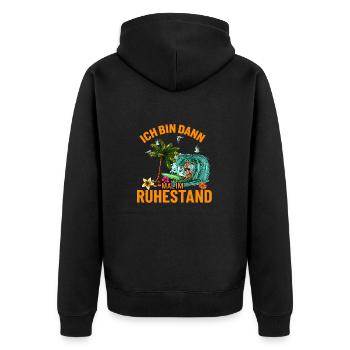 Im Ruhestand - Unisex Premium Bio Zip Hoodie - Schwarz - Hinten - Nico (187cm)