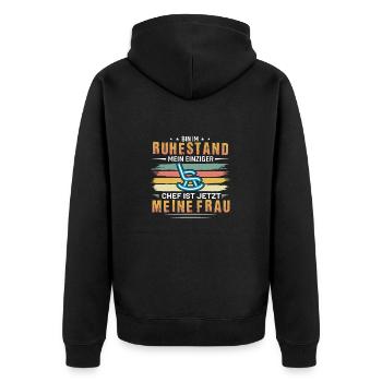 Ruhestand - Unisex Premium Bio Zip Hoodie - Schwarz - Hinten - Nico (187cm)
