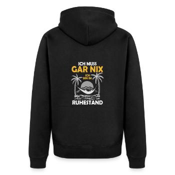 Ruhestand Strang Urlaub - Unisex Premium Bio Zip Hoodie - Schwarz - Hinten - Nico (187cm)