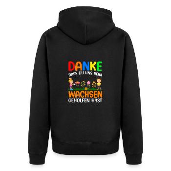 Erzieherin Tagesmutter Danke Abschiedsgeschenk - Unisex Premium Bio Zip Hoodie - Schwarz - Hinten - Nico (187cm)