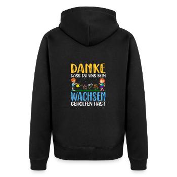Erzieherin Tagesmutter Kindergarten Geschenk - Unisex Premium Bio Zip Hoodie - Schwarz - Hinten - Nico (187cm)