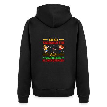 Tagesmutter Abschiedsgeschenk Geschenk - Unisex Premium Bio Zip Hoodie - Schwarz - Hinten - Nico (187cm)