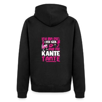 Kante Tante Feiern Party Geschenk - Unisex Premium Bio Zip Hoodie - Schwarz - Hinten - Nico (187cm)