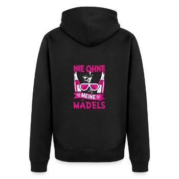 Nie ohne meine Mädels - Unisex Premium Bio Zip Hoodie - Schwarz - Hinten - Nico (187cm)