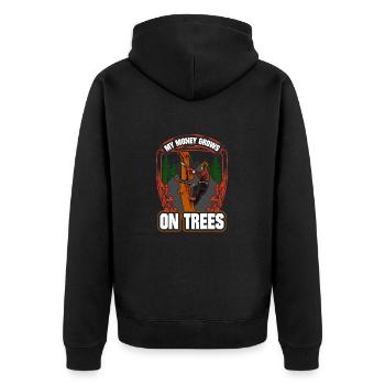 Woodworking My Money Grows On Trees Lumberjack - Unisex Premium Organic Zip Hoodie - black - Back - Nico (187cm)
