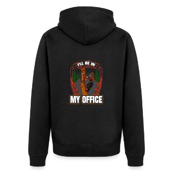 Motorsäge I'll Be In My Office Holzfäller - Unisex Premium Bio Zip Hoodie - Schwarz - Hinten - Nico (187cm)