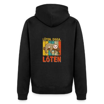Löten Digga Löten - Unisex Premium Bio Zip Hoodie - Schwarz - Hinten - Nico (187cm)
