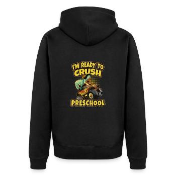 I'm Ready To Crush Preschool Dinosaur Back To - Unisex Premium Organic Zip Hoodie - black - Back - Nico (187cm)