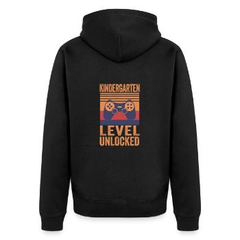 Zocker Kindergarten Level Unlocked Gamer - Unisex Premium Bio Zip Hoodie - Schwarz - Hinten - Nico (187cm)