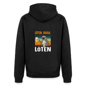 Löten Digga Löten - Unisex Premium Bio Zip Hoodie - Schwarz - Hinten - Nico (187cm)