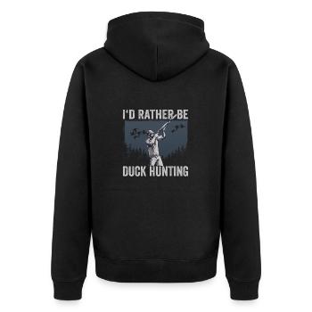 Duck Hunter I'd Rather Be Duck Hunting - Unisex Premium Organic Zip Hoodie - black - Back - Nico (187cm)