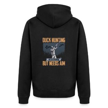 Duck Hunter Duck Hunting Like Deer Hunting But - Unisex Premium Organic Zip Hoodie - black - Back - Nico (187cm)