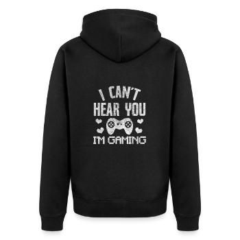Gamer Quote - Unisex Premium Organic Zip Hoodie - black - Back - Nico (187cm)