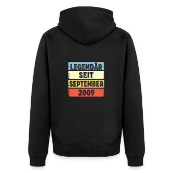 13 Jahre Legendär Seit September 2009 13. - Unisex Premium Bio Zip Hoodie - Schwarz - Hinten - Nico (187cm)
