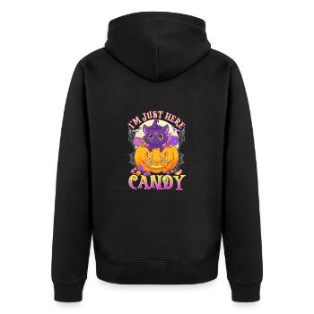 I'm Just Here For The Candy Cute Halloween - Unisex Premium Organic Zip Hoodie - black - Back - Nico (187cm)