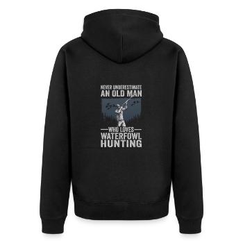 Never Underestimate An Old Man Who Loves Goose - Unisex Premium Bio Zip Hoodie - Schwarz - Hinten - Nico (187cm)