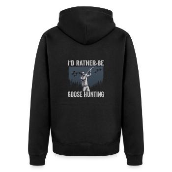 I'd Rather Be Goose Hunting - Unisex Premium Organic Zip Hoodie - black - Back - Nico (187cm)