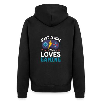Mädchen Zocker Frau Gaming Game - Unisex Premium Bio Zip Hoodie - Schwarz - Hinten - Nico (187cm)