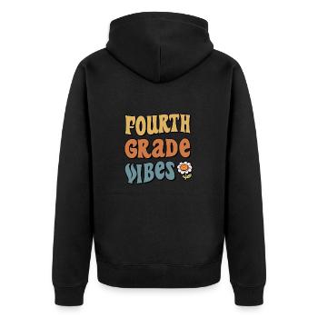 4. Klasse Fourth Grade Vibes 4. Klasse Schule - Unisex Premium Bio Zip Hoodie - Schwarz - Hinten - Nico (187cm)
