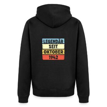 80 Jahre Legendär Seit Oktober 1942 80. Geburtstag - Unisex Premium Bio Zip Hoodie - Schwarz - Hinten - Nico (187cm)
