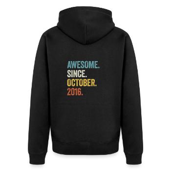 Awesome Since October 2016 6. Geburtstag - Unisex Premium Bio Zip Hoodie - Schwarz - Hinten - Nico (187cm)