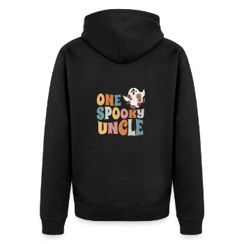 One Spooky Uncle Groovy Halloween Costume - Unisex Premium Bio Zip Hoodie - Schwarz - Hinten - Nico (187cm)