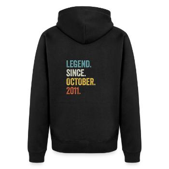 Légende Depuis octobre 2011 11ème anniversaire - Veste à capuche bio Premium Unisexe - noir - Dos - Nico (187cm)