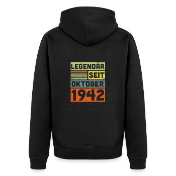 80 Jahre Legendär Seit Oktober 1942 80. Geburtstag - Unisex Premium Bio Zip Hoodie - Schwarz - Hinten - Nico (187cm)