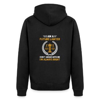 Law Student - Unisex Premium Organic Zip Hoodie - black - Back - Nico (187cm)