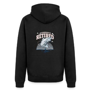 Renter O'Fishally Retired Rente Angeln Angler - Unisex Premium Bio Zip Hoodie - Schwarz - Hinten - Nico (187cm)