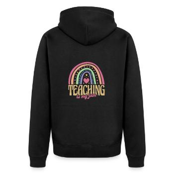Education School Rainbow Teaching Is My Jam - Unisex Premium Organic Zip Hoodie - black - Back - Nico (187cm)
