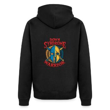 Conscience guerrière du syndrome de Down - Veste à capuche bio Premium Unisexe - noir - Dos - Nico (187cm)