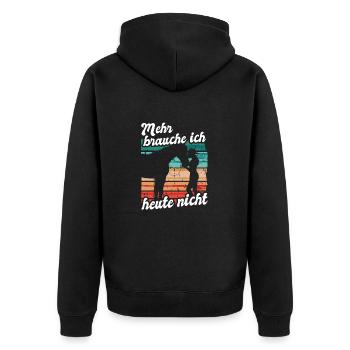 Reiterin Reiten Mehr Brauche Ich Heute Nicht - Unisex Premium Bio Zip Hoodie - Schwarz - Hinten - Nico (187cm)