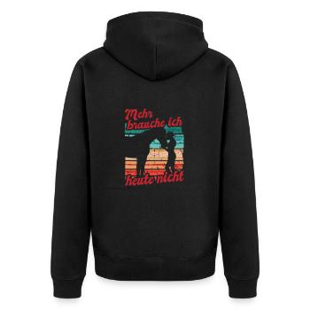 Reiterin Reiten Mehr Brauche Ich Heute Nicht - Unisex Premium Bio Zip Hoodie - Schwarz - Hinten - Nico (187cm)