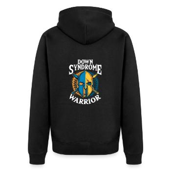 Conscience guerrière du syndrome de Down - Veste à capuche bio Premium Unisexe - noir - Dos - Nico (187cm)