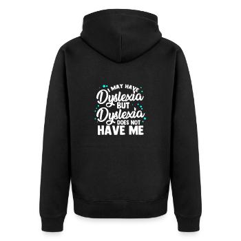 Dyslexic Dyslexia Awareness - Unisex Premium Organic Zip Hoodie - black - Back - Nico (187cm)