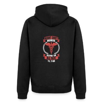 Nurses Night Shift Nurse Nursing - Unisex Premium Organic Zip Hoodie - black - Back - Nico (187cm)