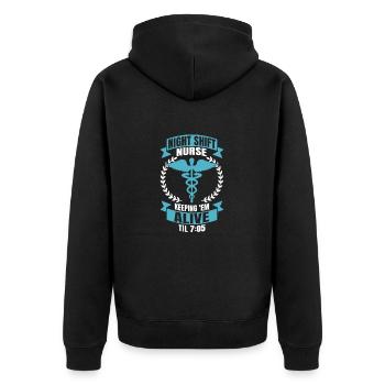 Nurses Night Shift Nurse Nursing - Unisex Premium Organic Zip Hoodie - black - Back - Nico (187cm)