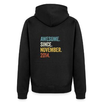 Awesome Since November 2014 8. Geburtstag - Unisex Premium Bio Zip Hoodie - Schwarz - Hinten - Nico (187cm)